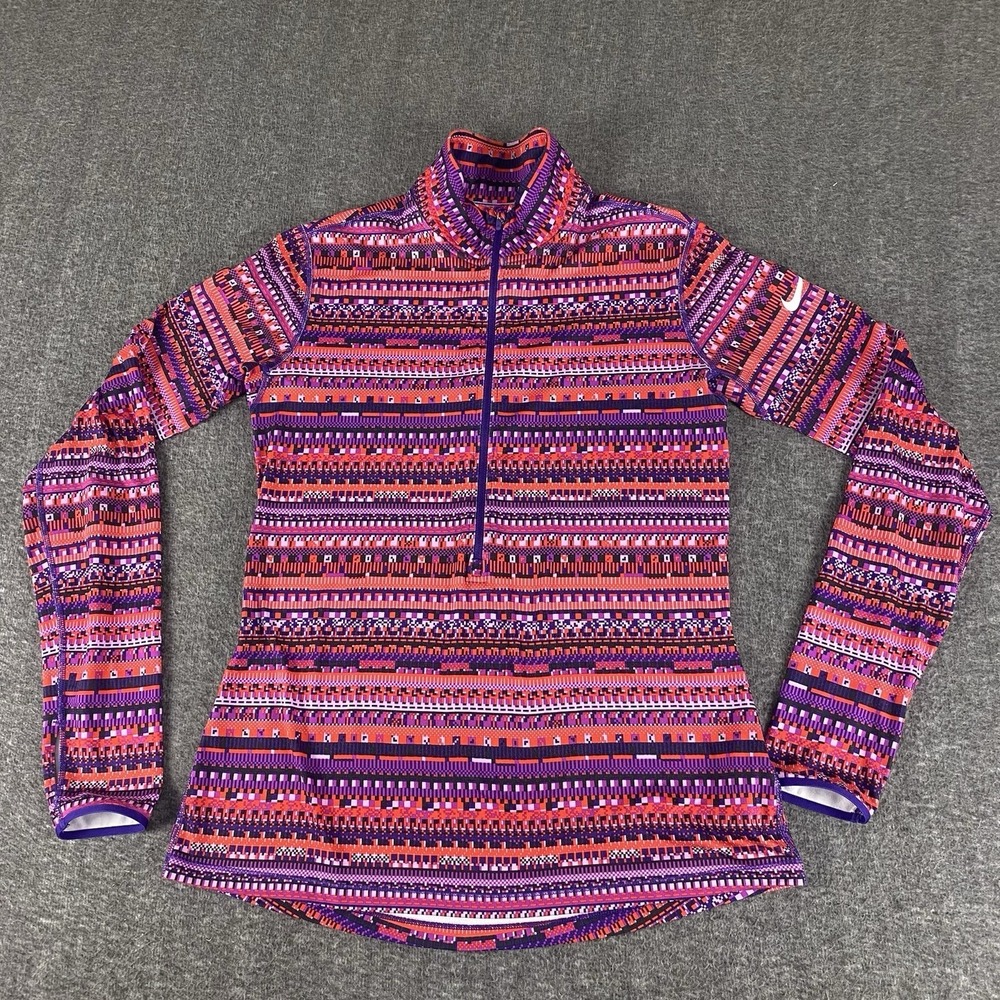 Nike Pro Dri Fit 1/4 Zip Pullover Womens L Purple Pink Athletic Top